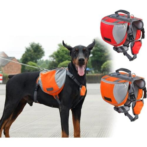 Pet Reflective Backpack Saddle Bag Large Dog Adjustable Harness Carrier Saddle Bag For Traveling Hiking Camping Safety Outdoor