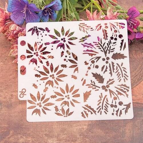 14.1*13 galsang flower scrapbook stencils spray plastic mold shield DIY cake hollow Embellishment printing lace ruler Easter