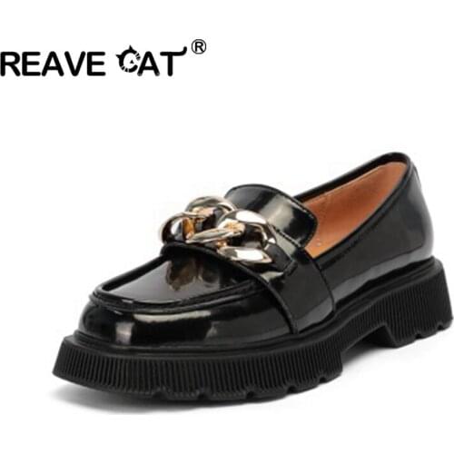 Size 34-42 Women Pumps Real Leather Fashion Spring High Platform Thick Heel Shoes Retro Office Lady Footwear Chains 3cm S2186