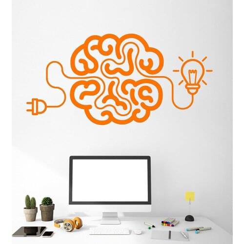 Creative Cartoon Brain Light Bulb Idea Vinyl Wall Decal Home Decor Living Room Art Mural Wallpaper Removable Wall Stickers