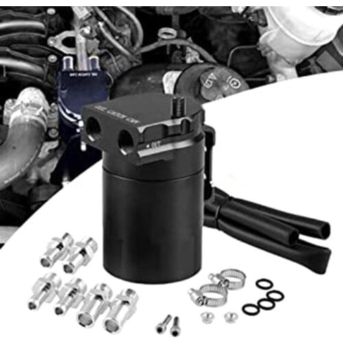 Universal Car Oil Tank Set Oil Storage Tank 300ml With Vented Aluminum Compact Double Cylinder Polished Baffle