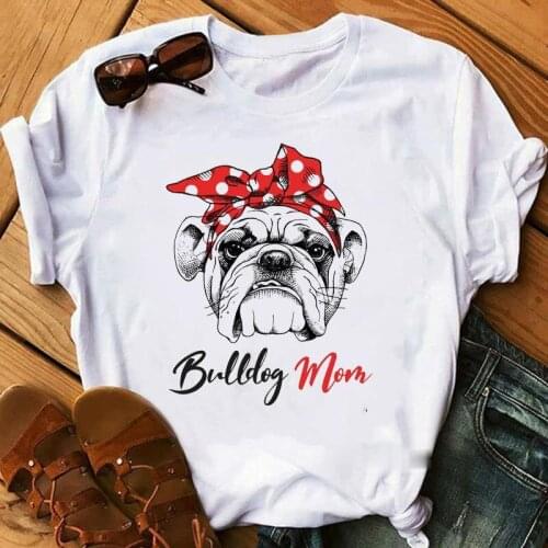 Vintage French bulldog printed white ms print interesting female leisure T-shirt white top dog harajuku T-shirt graphic t-shirts