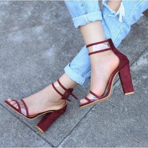 34-43 size explosion style Roman crystal belt buckle thick-heel crystal snake print high-heeled sandals women