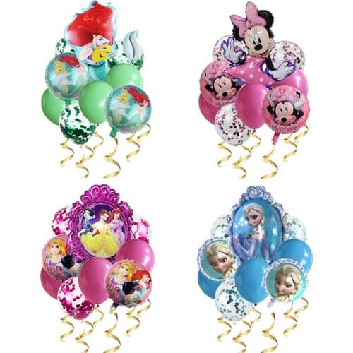 1set Elsa Disney Frozen Princess balloons confetti Mickey Mouse latex balls Baby shower birthday party decor kids toys girl gift