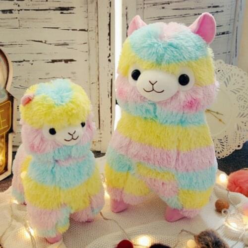 1Pcs Rainbow Alpaca Plush Toy 20cm tall Dolls Pillow For Children High Quality Soft Cotton Baby Toy Animals For Gift
