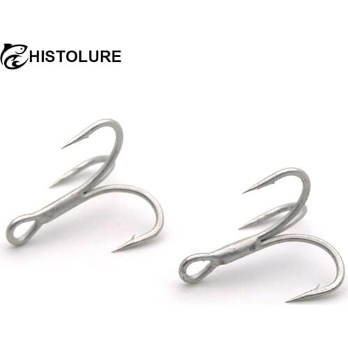 10Pcs/lot Super Strong Treble Hooks Sharp Hooks 4# 6# Fishing Tackle Fishhook Terminal Tackle
