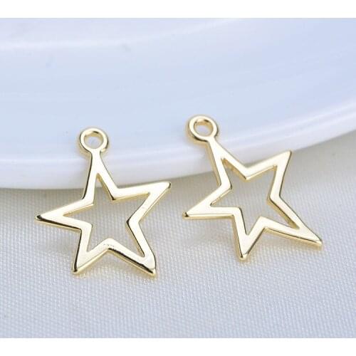 20pcs DIY charm small five-pointed star pendant spot wholesale hollow out tag earrings accessories