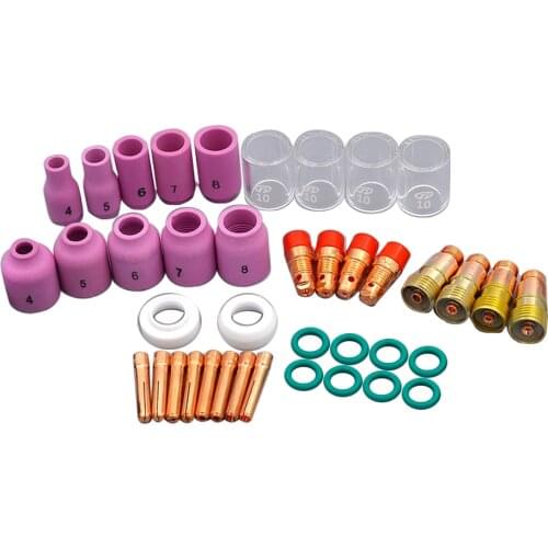 40Pcs TIG Welding Torch Stubby Gas Lens for WP17 WP18 WP26 TIG 10 Pyrex Glass Cup Spares Kit Durable Practical Accessories