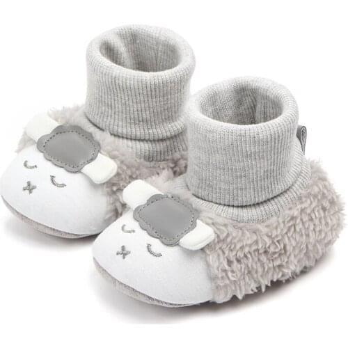 2021 Winter Newborn Baby Shoes Cartoon Plush Non Slip Babies Kids First Walkers Toddler Infant Boots Boys Girls 0-18 Months