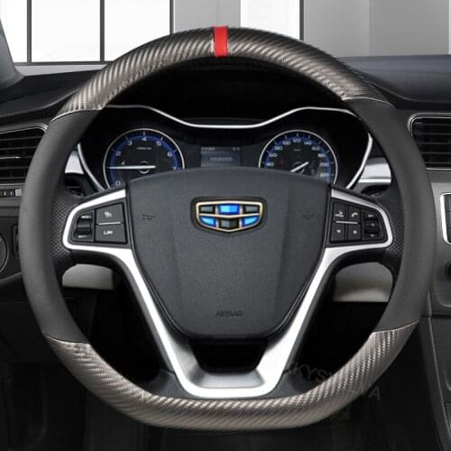 D Shape Steering Wheel Cover PU Leather for Geely Atlas Emgrand EC7 Coolray VW Golf 7 Hyundai Santa fe 2014-2020