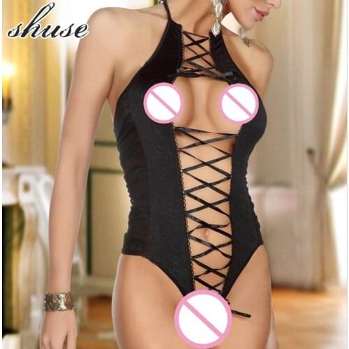 Black Open Crotch Sex Lingerie Transparent Womens Underwear Bodysuit Bandage Backless Hot Erotic Sexy Porn Babydoll Nightwear