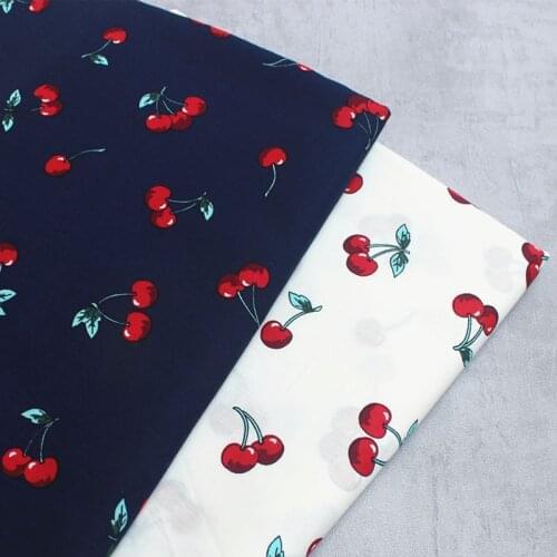 100% Plain Cotton Poplin Navy Blue & White Red Cherry Printed Cotton Poplin Fabric 50x140cm Tree Fabric Patchwork