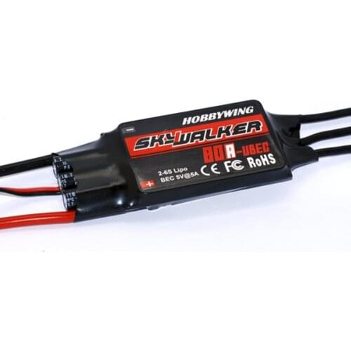 HOBBYWING Skywalker 50A 2-4S 80A 2-6S UBEC Brushless ESC with 5V/5A BEC for RC Models Airplane Fixed-Wing Drones DIY Parts