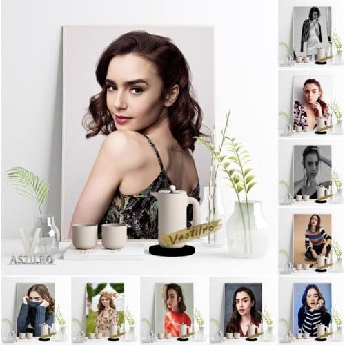 Lily Collins Hot Actress Celebrity Poster Fashion Magazine Cover Photograph Prints Wall Art Decor Living Room Canvas Painting