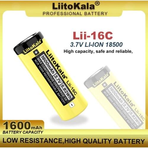 2020 LiitoKala Lii-16C 18500 1600mAh 3.7 V rechargeable battery Recarregavel lithium ion battery for LED flashlight
