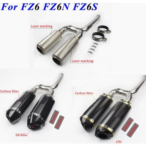 Motorcycle Exhaust For Yamaha FZ6 FZ6N FZ6S 2004 - 2009 2007 2008 Modified Muffler escape Link Middle Pipe Tail Row Double moto