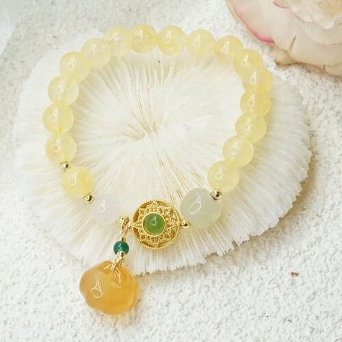 New Arrival Pumpkin Vintage Natural Hetian Jade/Citrine/Chalcedony Beads Strand Bracelets Women Fine Jewelry Accessories YBR397