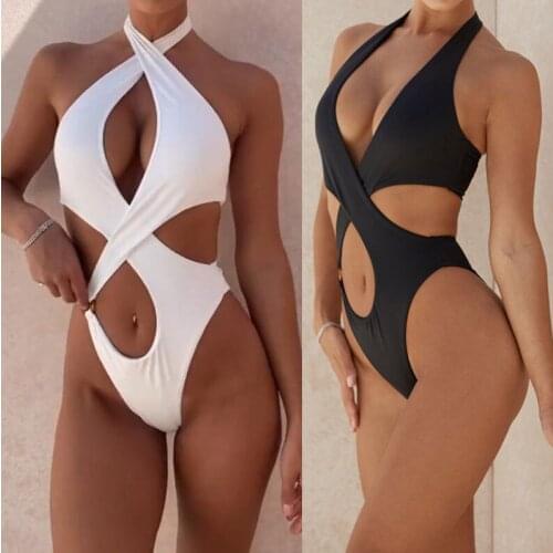 Solid Bandage Bikini Womens Swimsuit Swimwear Bathing Suit One Piece Monokini