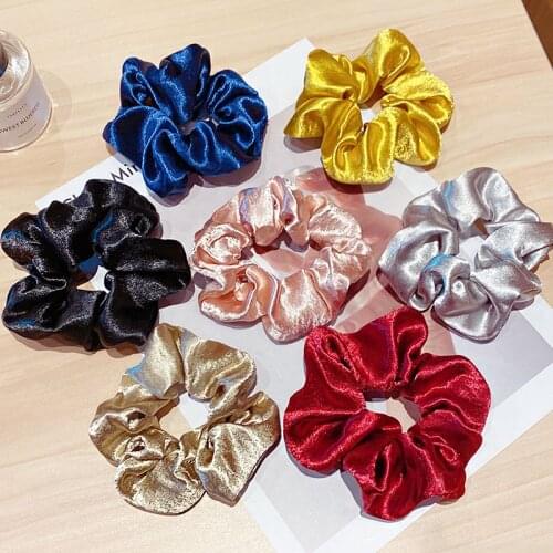 New Women Elegant Solid Silk Broadside Soft Elastic Hair Bands Ponytail Holder Scrunchie Rubber Bands Fashion Hair Accessories