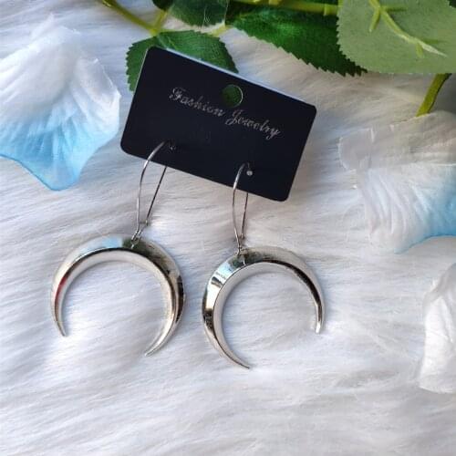 Silver colour moon earrings witchy crescent goth gifts her pretty statement fashion women gift novelty 2020 new Dangle & Drop