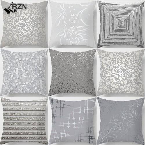 Gray Geometric Pattern Decorative Cushions Pillowcase Polyester Cushion Cover Throw Pillow Sofa Decoration Pillowcover 40901