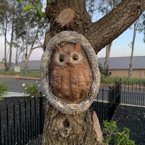 Tree Statue Eye-catching Fadeless Resin Vivid Appearance Owl Ornament for Garden Ornament Home Decor Decoration Craft