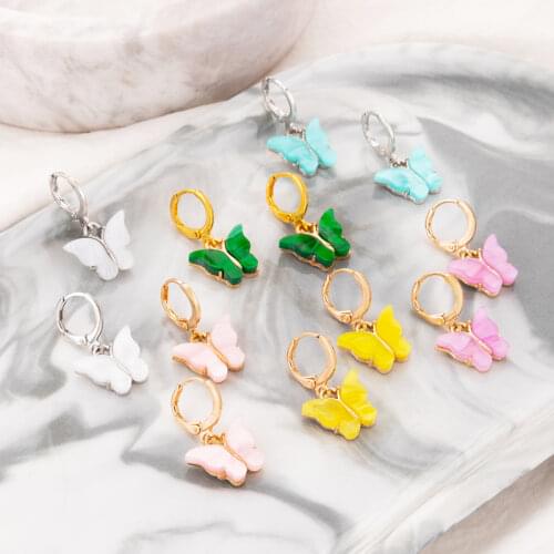 Tocona Colorful Acrylic Butterfly Drop Earrings for Women 2020 Trendy Party Hoop Earring Ins Jewelry Accessories серьга 15726