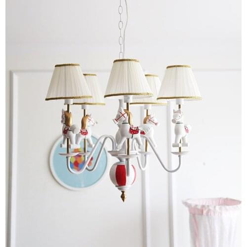 Trojan lamp childrens room lamp model room soft decoration boy girl Princess room bedroom chandelier American lamp