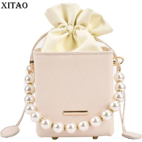 XITAO Pearl Chain One Shoulder Bags Texture All-match Messenger Bag 2021 Patchwork Bow Small Fresh Casual Style Bags WMD1843