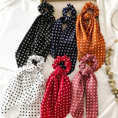 Women Ponytail hair ties Scarf Elastic Hair Rope for Women Hair Bow Ties Scrunchies Hair Bands Flower Print Ribbon Hairbands
