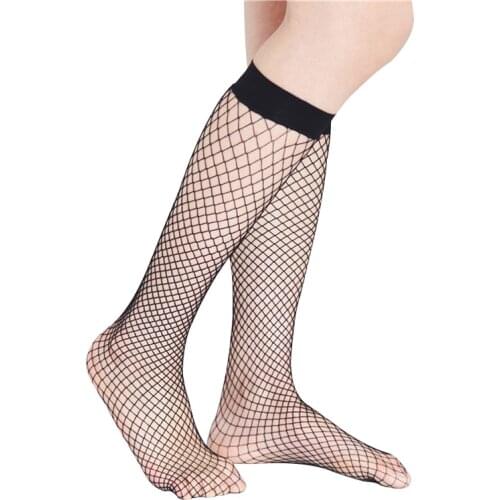 Lady Mesh Socks knee socks Hollow Out Socks Nylon Knee High Fishnet Net Solid Color Stocks Girls Sexy Fishnet Stocking