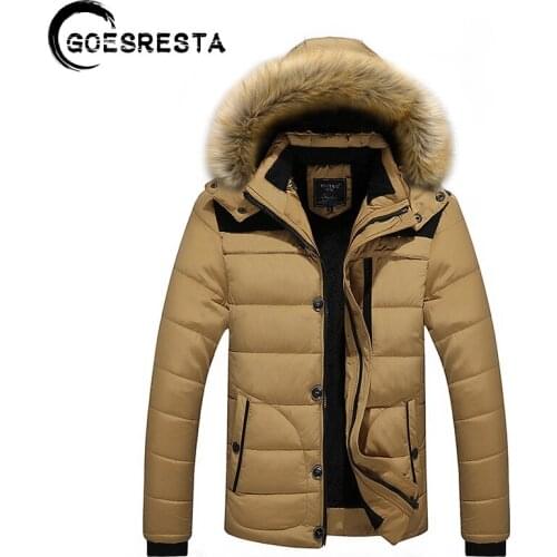 Hooded Fur Collar Winter Jacket Mens Brand Casual Jacket Caot