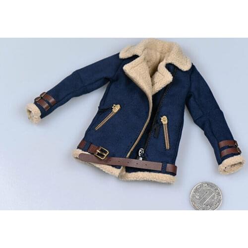 1/6 Deep Blue Lamb Cashmere Jacket Model for 12" Tbl Female Body Action Doll
