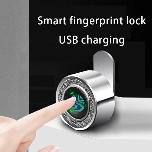 1pcs Smart Fingerprint Lock Zinc Alloy Drawer Lock Wardrobe Cabinet Strongbox Mailbox Rechargeable Keyless Lock Home Hardware