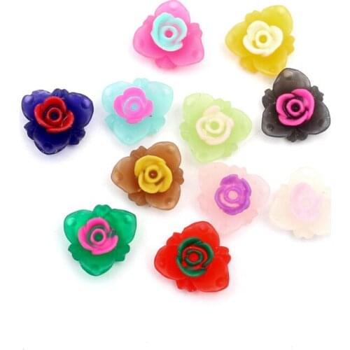 100pcs Mixed Resin Double Flower Decoration Crafts Flatback Cabochon Embellishments For Scrapbooking Beads Diy Accessories