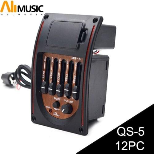 10pcs Plastic 5-Band Tone Controls EQ Equalizer Tuner Piezo Pickup Acoustic Guitar Pre-wired Preamp Guitar Parts Accessories