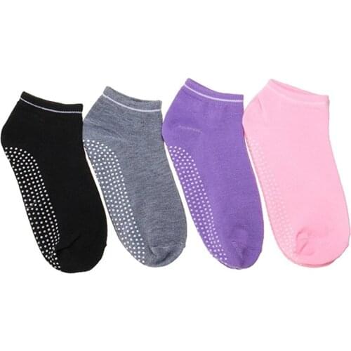 2 Pairs Women Yoga Socks Non Slip Floor Socks with Grips Solid Color Breathable Sweat Absorbent for Dance Pilates Fitness Gym