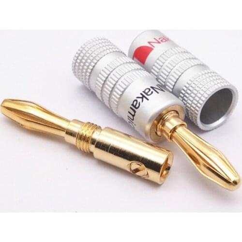 2pcs Speaker 4mm Banana Plug Connectors Pure Copper Gold-plated Banana Plug Audio Speaker Line Plug