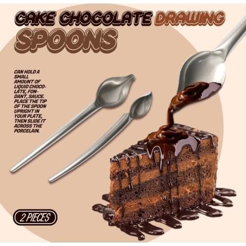 2 PCS Creative Deco Chocolate Spoon Decorate Food Pen Tool Sauce Dessert Sushi Food Draw Tool Baking Accessories
