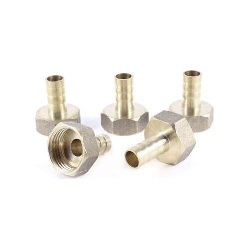 5 Pcs 1/2"PT Female Thread to 10mm Air Hose Barb Brass Straight Fitting Adapter