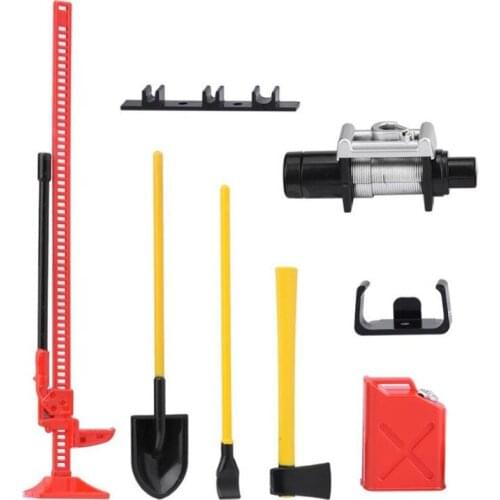 6pcs/set RC Cars Crawler Accessory Mini Decor Simulation Tool Part Car Shovel Fuel Tank Set High simulation Model Vehicle Parts