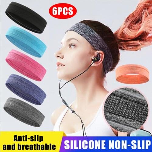 6pcs Non-slip Breathable Stretchy Headbands Workout Sweat Bands Moisture Wicking Headband Unisex EA
