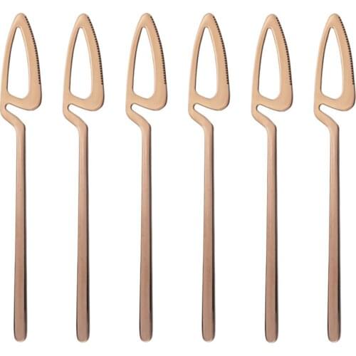 6Pcs/6set Rose Knife Dinnerware Silverware Set Cutlery Set Stainless Steel Flatware Outdoor Office Kitchen Party Tableware Set