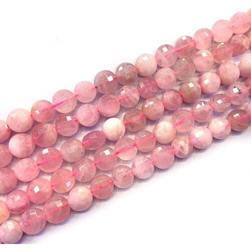 7-8mm Natural Rose Quartzs Beads Faceted Coin Button Spacer DIY Loose Beads For Jewelry Making Beads Accessories For Women Gift