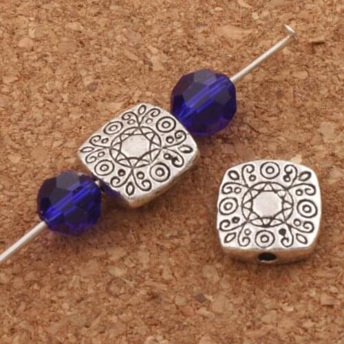 Flower Square Charm Beads 9.7x9.7mm 38pcs Zinc Alloy Spacers Jewelry Findings L634 LZ