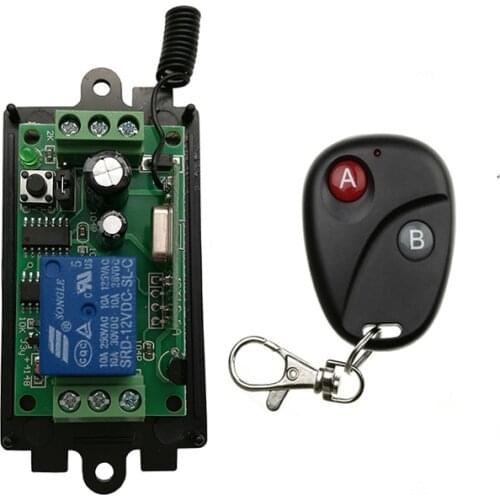 DC 9V 12V 24V 1 CH 1CH RF Wireless Remote Control Switch System Transmitter with Two-button Receiver Garage Doors /window /lamp