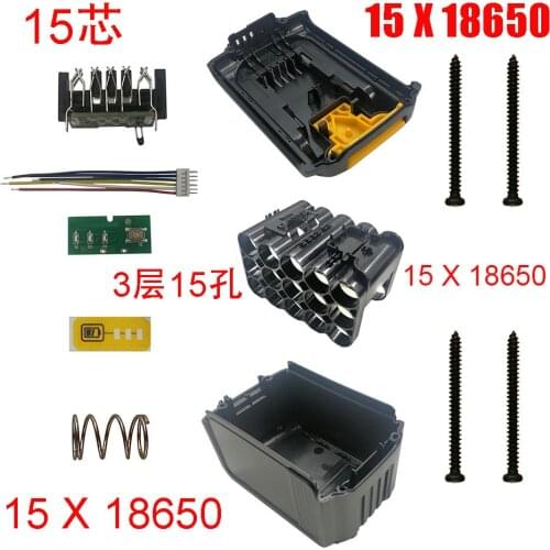 DCB200 15*18650 Li-ion Battery Plastic Case PCB Charging Protection Circuit Board Box Housing For DeWalt 18V 20V DCB203 DCB204