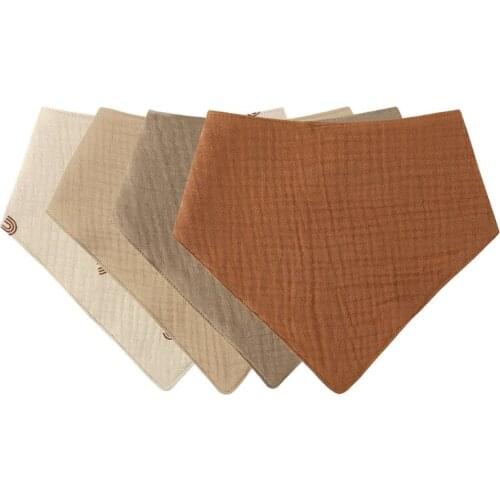 Baby Infant Cotton Bib Newborn Solid Color Triangle Scarf Feeding Saliva Towel Bandana Burp Cloth Boys Girls Gift 4pcs/set