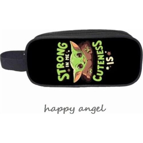 Printing Mandalorian Baby Yoda Pen Box Animation Childrens Pencil Case Double Vertical Student Storage Stationery Bags