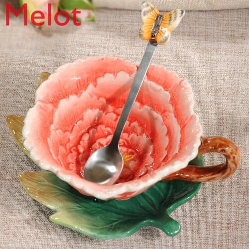 European Entry Lux Ceramic Coffee Small Luxury Cup and Saucer Exquisite Set Home Afternoon Tea Cup Spoon